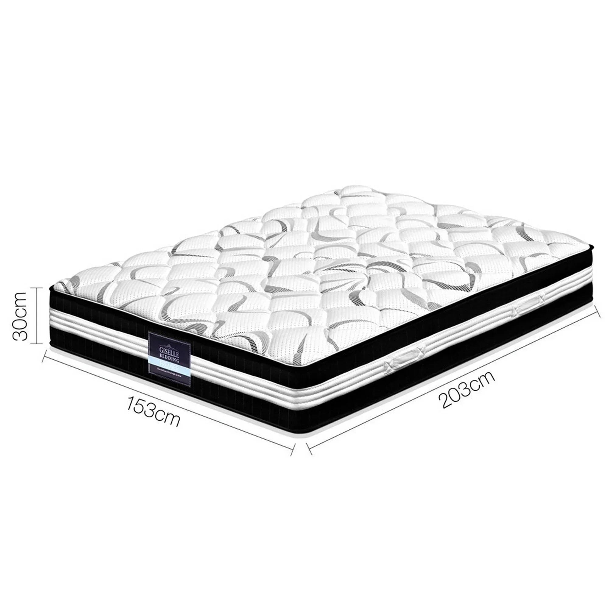 Queen Euro Top Firm Mattress 30cm Pocket Spring Medium Firm Support