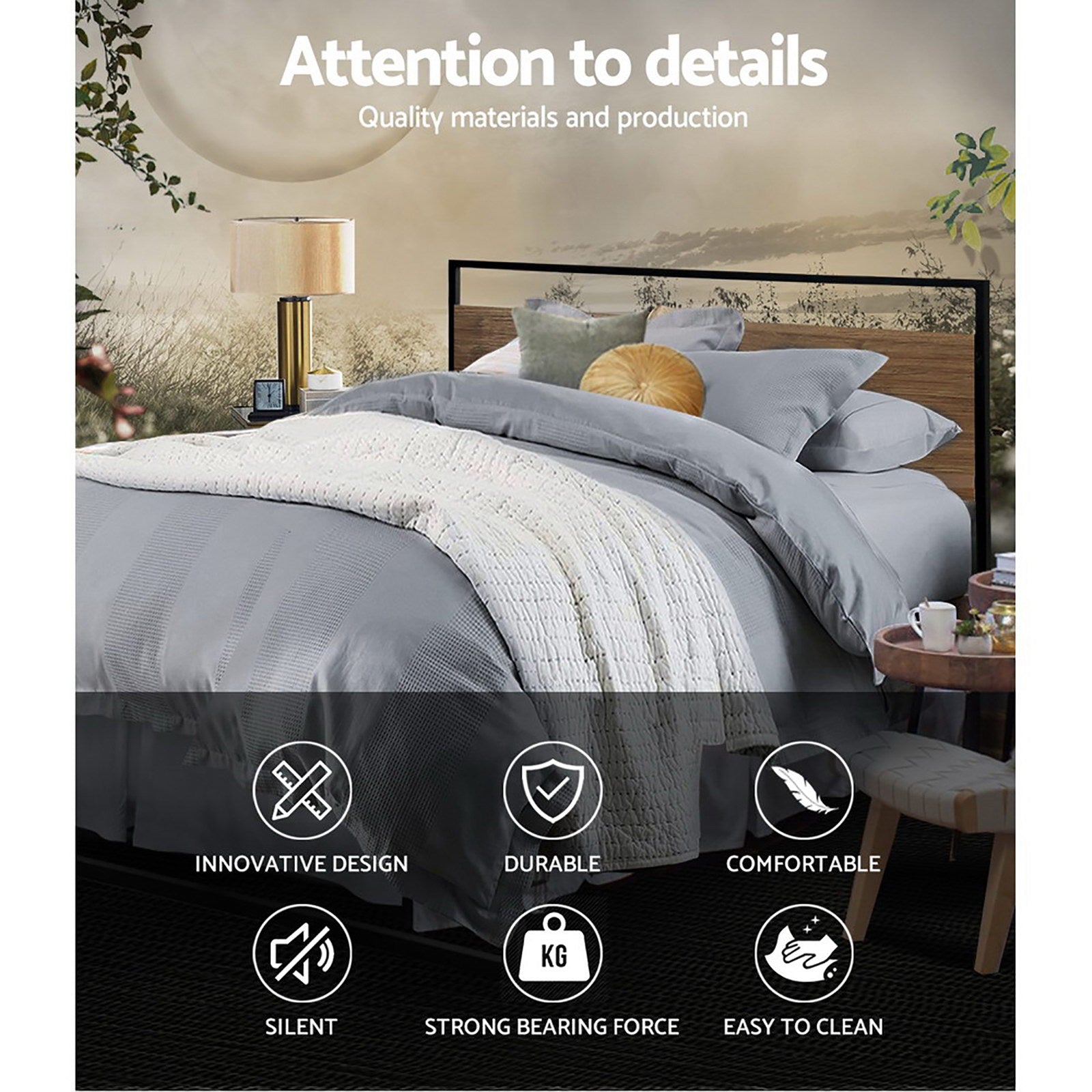 Artiss Bed Frame King Size Metal Bed Frame DANE