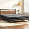 Queen Metal Bed Frame with 22cm Pocket Spring Mattress Black Wood Design