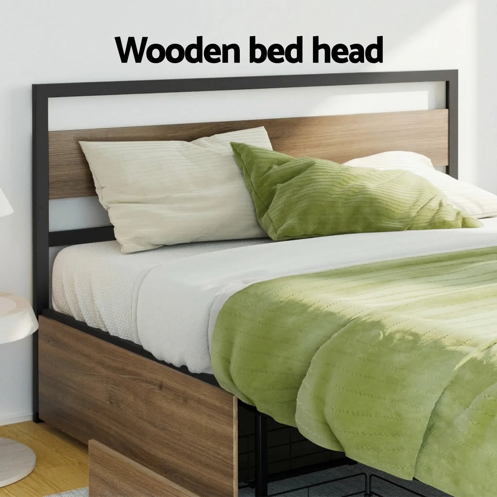 Bed Frame Double Size Metal Frame with 2 Drawers DREW