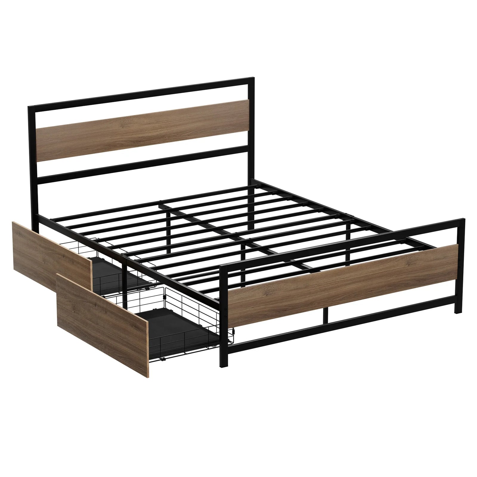 Bed Frame Double Size Metal Frame with 2 Drawers DREW