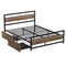 Bed Frame Double Size Metal Frame with 2 Drawers DREW
