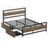 Bed Frame Queen Size Metal Frame with 2 Drawers DREW