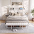 Artiss Queen Metal Bed Frame Boucle Headboard Charging Station Side Table White
