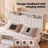 Artiss Queen Metal Bed Frame Boucle Headboard Charging Station Side Table White