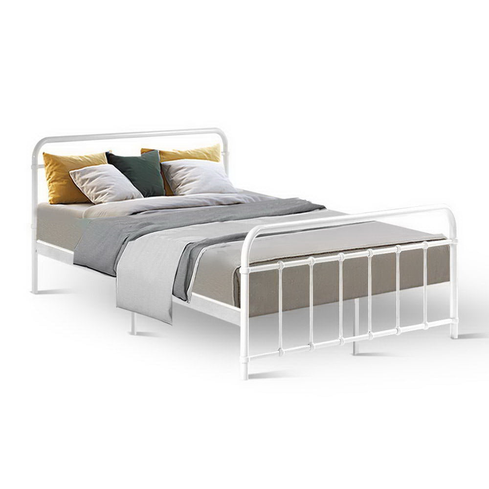 Artiss Bed Frame Metal Bed Frame LEO - Double White