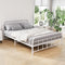 Double Metal Bed Frame White Country Style Steel Slatted Bed Frame 300kg