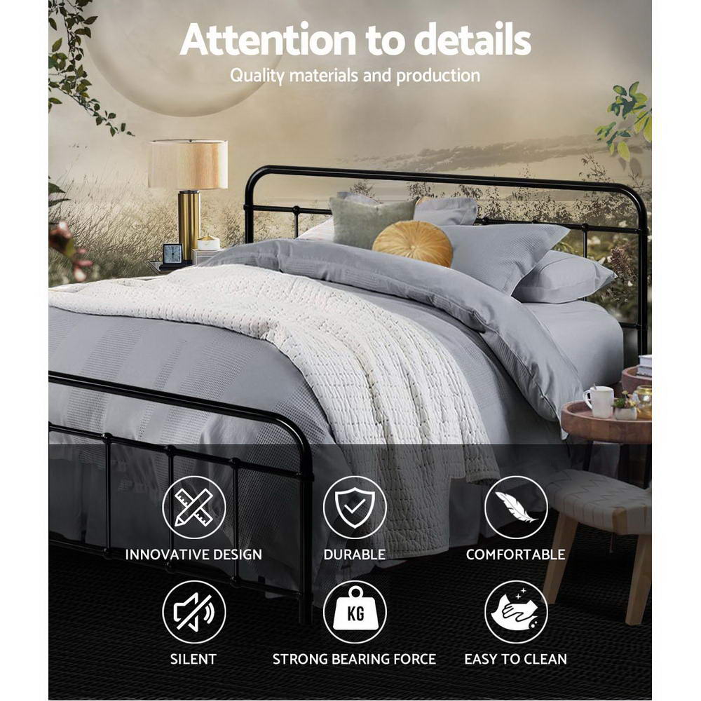 Artiss Bed Frame Metal Bed Frame LEO - Queen Black