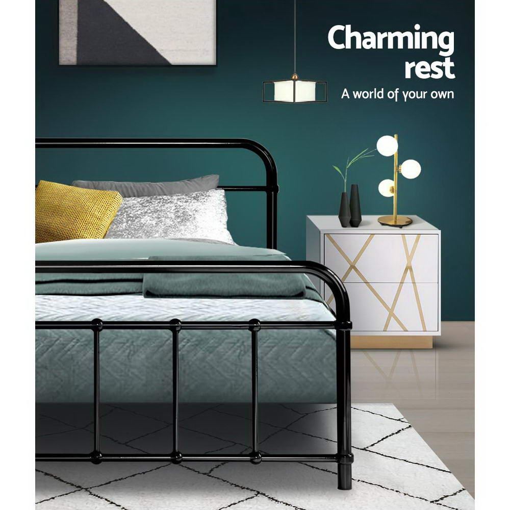 Artiss Bed Frame Metal Bed Frame LEO - Queen Black