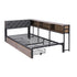 Bed Frame Single Size with 2 Drawers and Charging Station Metal Corner Bed Base