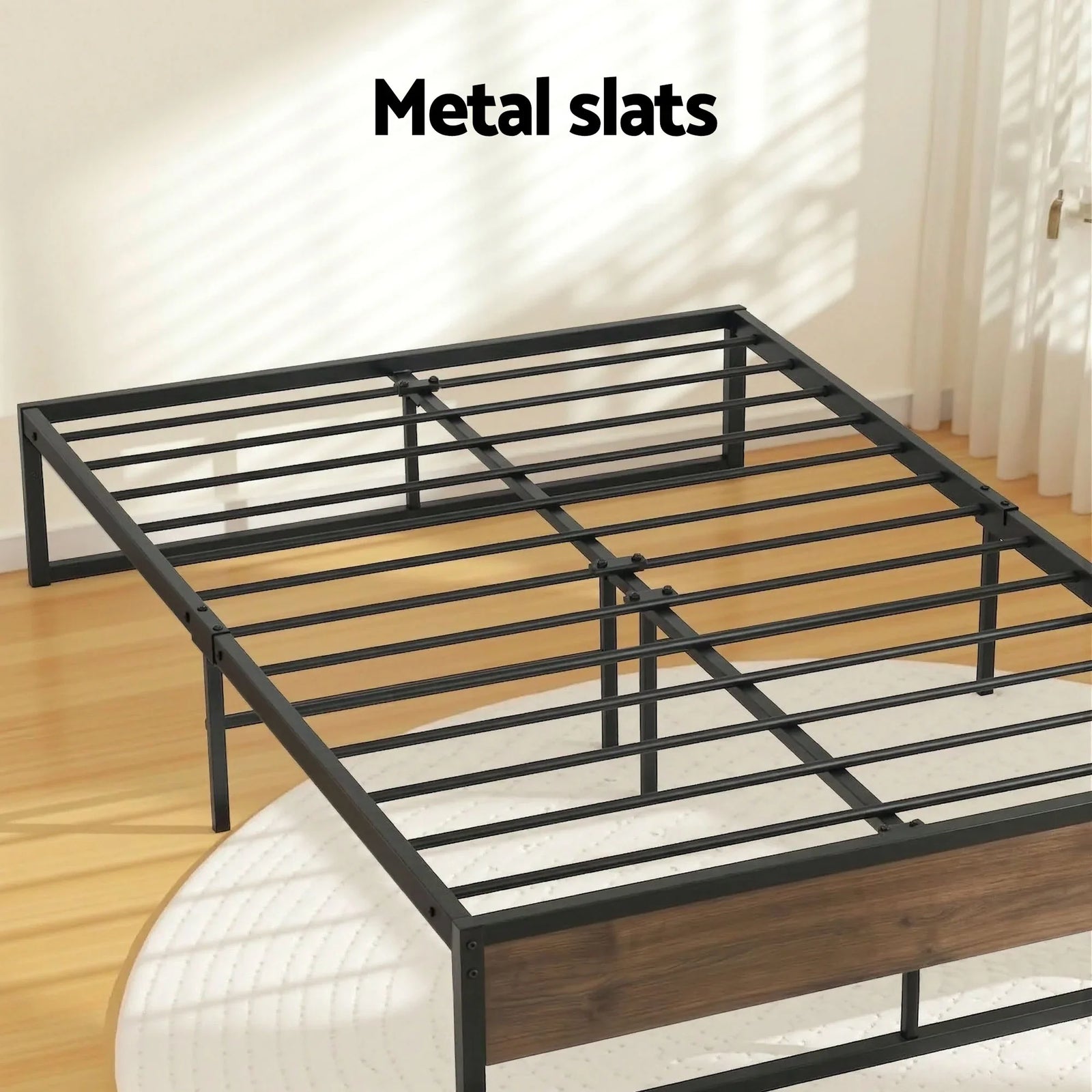 Bed Frame Metal Frame Queen Size Bed Base 2 Drawers OSLO