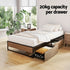 Bed Frame Metal Frame Single Bed Base 2 Drawers OSLO