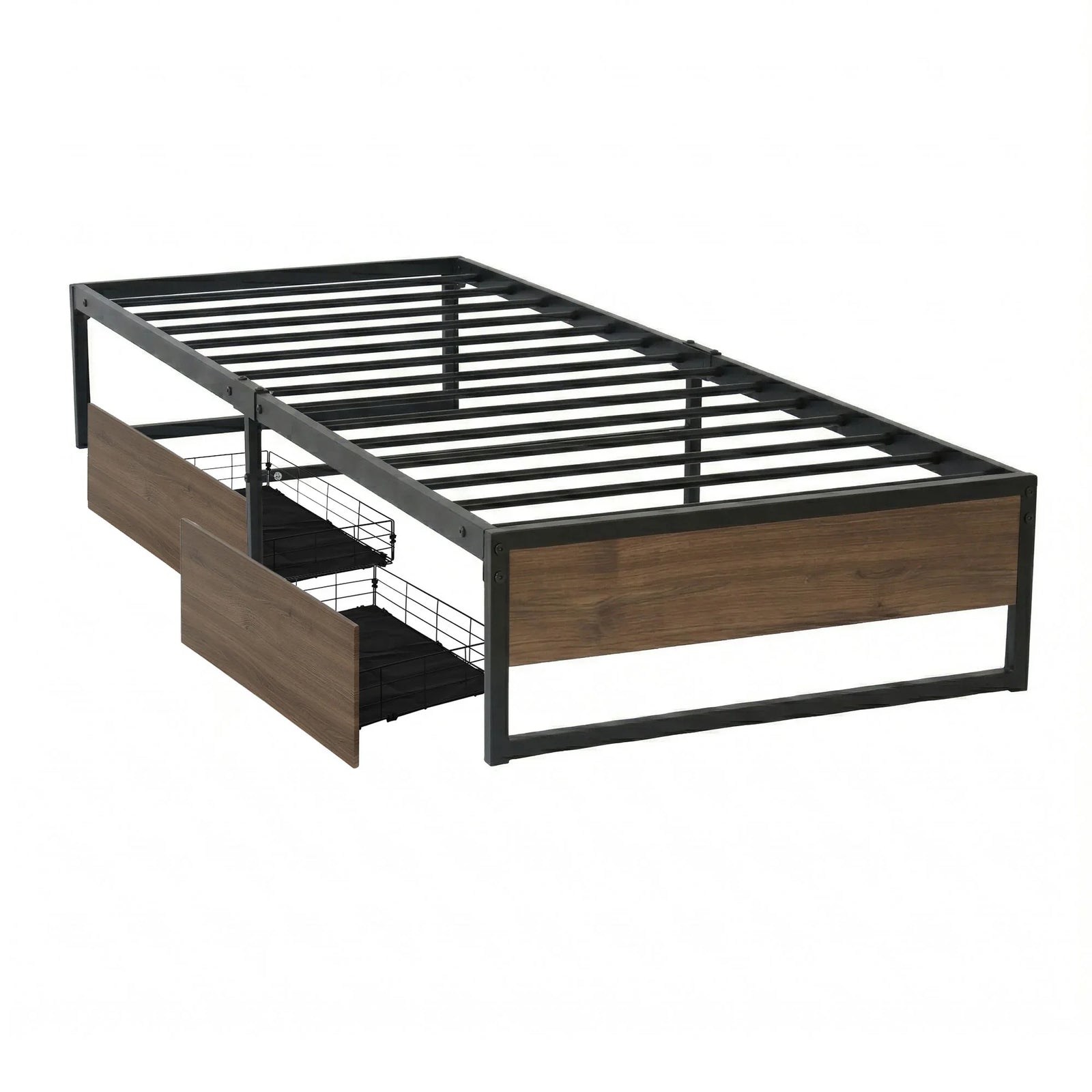 Bed Frame Metal Frame Single Bed Base 2 Drawers OSLO