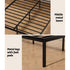 Artiss Bed Frame Double Size Metal Base Mattress Platform Foundation Black PAULA