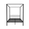 Artiss Double Canopy Bed Frame Metal Four Poster Black Steel Frame POCHY