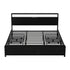 Metal Bed Frame King Size Storage Headboard Charge Station LED 4 Drawers