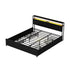 Metal Bed Frame King Size Storage Headboard Charge Station LED 4 Drawers