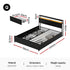 Metal Bed Frame Queen Size Storage Headboard Charge Station LED 4 Drawers