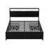 Metal Bed Frame Queen Size Storage Headboard Charge Station LED 4 Drawers