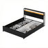 Metal Bed Frame Queen Size Storage Headboard Charge Station LED 4 Drawers