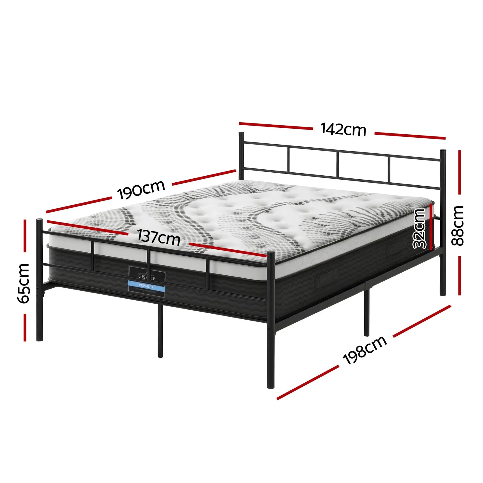 Bed Frame Double Metal Bed Frames SOL with Mattress