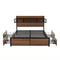 Double Bed Frame with Charging Station 4 Drawers Storage Oak