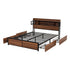 Double Bed Frame with Charging Station 4 Drawers Storage Oak
