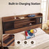 Double Bed Frame with Charging Station 4 Drawers Storage Oak