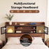 Double Bed Frame with Charging Station 4 Drawers Storage Oak