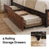Double Bed Frame with Charging Station 4 Drawers Storage Oak