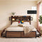 Queen Bed Frame with Charging Station 4 Drawers Storage Oak