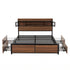 Queen Bed Frame with Charging Station 4 Drawers Storage Oak