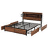 Queen Bed Frame with Charging Station 4 Drawers Storage Oak
