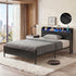 Artiss Single Metal Bed Frame – GRID Black, LED Headboard, Storage, Charging Ports