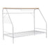 Single House Bed Frame Metal Canopy Bed Storage Shelf for Kids White
