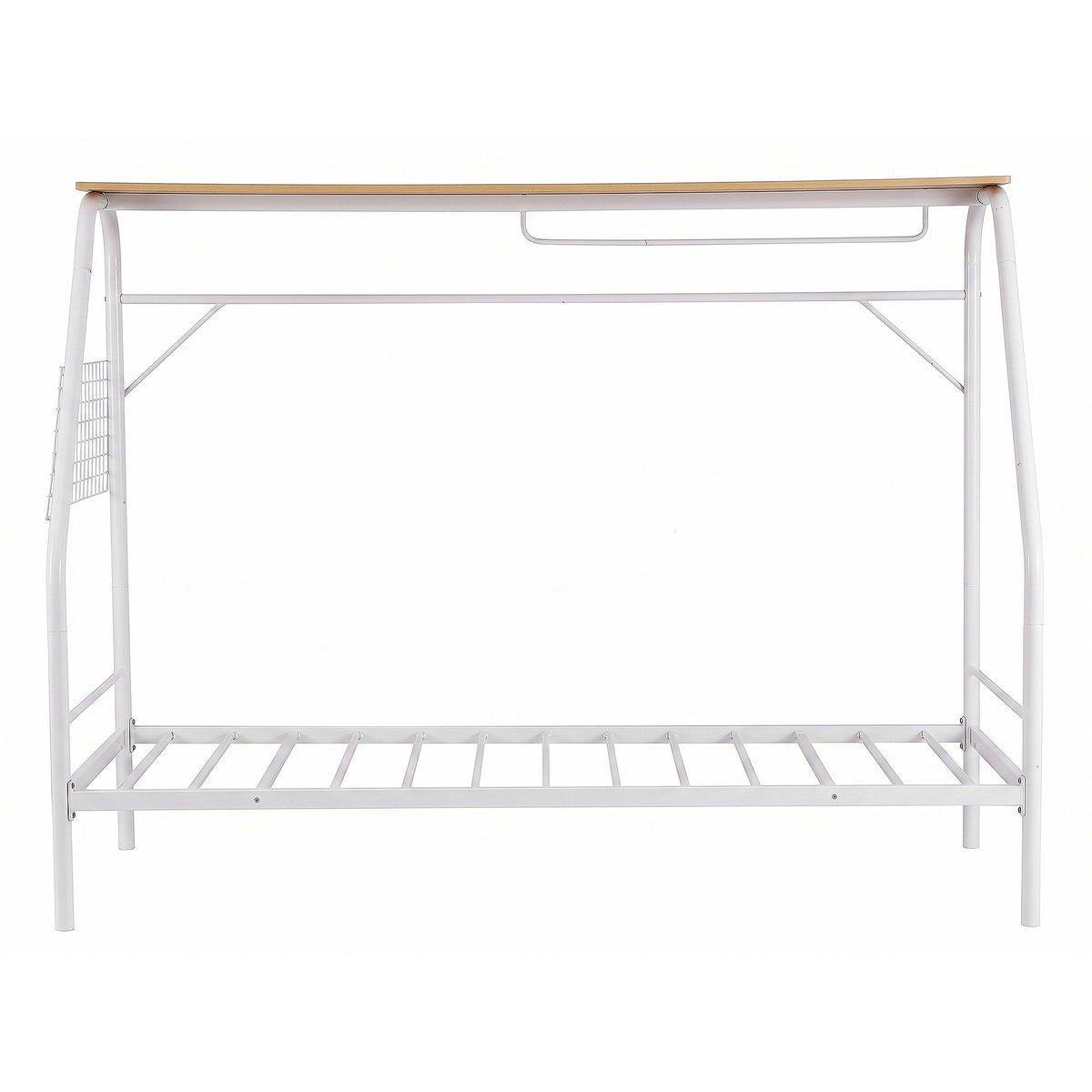 Single House Bed Frame Metal Canopy Bed Storage Shelf for Kids White