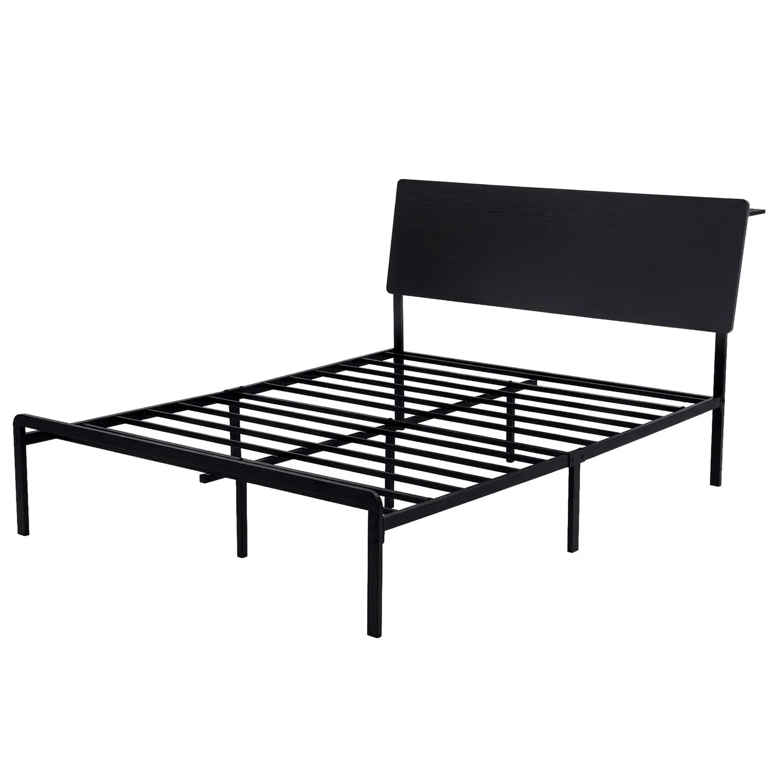 Bed Frame Queen Size LED Metal Bed Base with Charging Station LAN