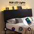 Bed Frame Queen Size LED Metal Bed Base with Charging Station LAN