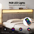 Metal Bed Frame King Size LED Charging Station 2 Drawers