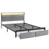 Metal Bed Frame King Size LED Charging Station 2 Drawers