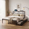 Double Bed Frame with Charging Station & Storage Drawers Metal