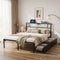Queen Bed Frame with Charging Station & Storage Drawers Metal