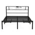 Queen Bed Frame with Charging Station & Storage Drawers Metal