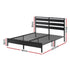 Bed Frame Double Size LED Metal Bed Base with Charging Station