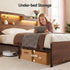 Artiss Double Bed Frame Metal with Charging Station LED Light Storage Shelf