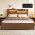 King Bed Frame Metal with Charging Station LED Light Storage Shelf