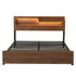 King Bed Frame Metal with Charging Station LED Light Storage Shelf