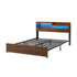 King Bed Frame Metal with Charging Station LED Light Storage Shelf