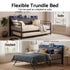 Double Daybed with Trundle – Charging Ports, LED Frame, Storage Headboard