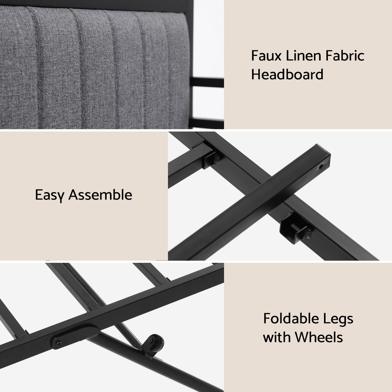 Double Daybed with Trundle – Charging Ports, LED Frame, Storage Headboard